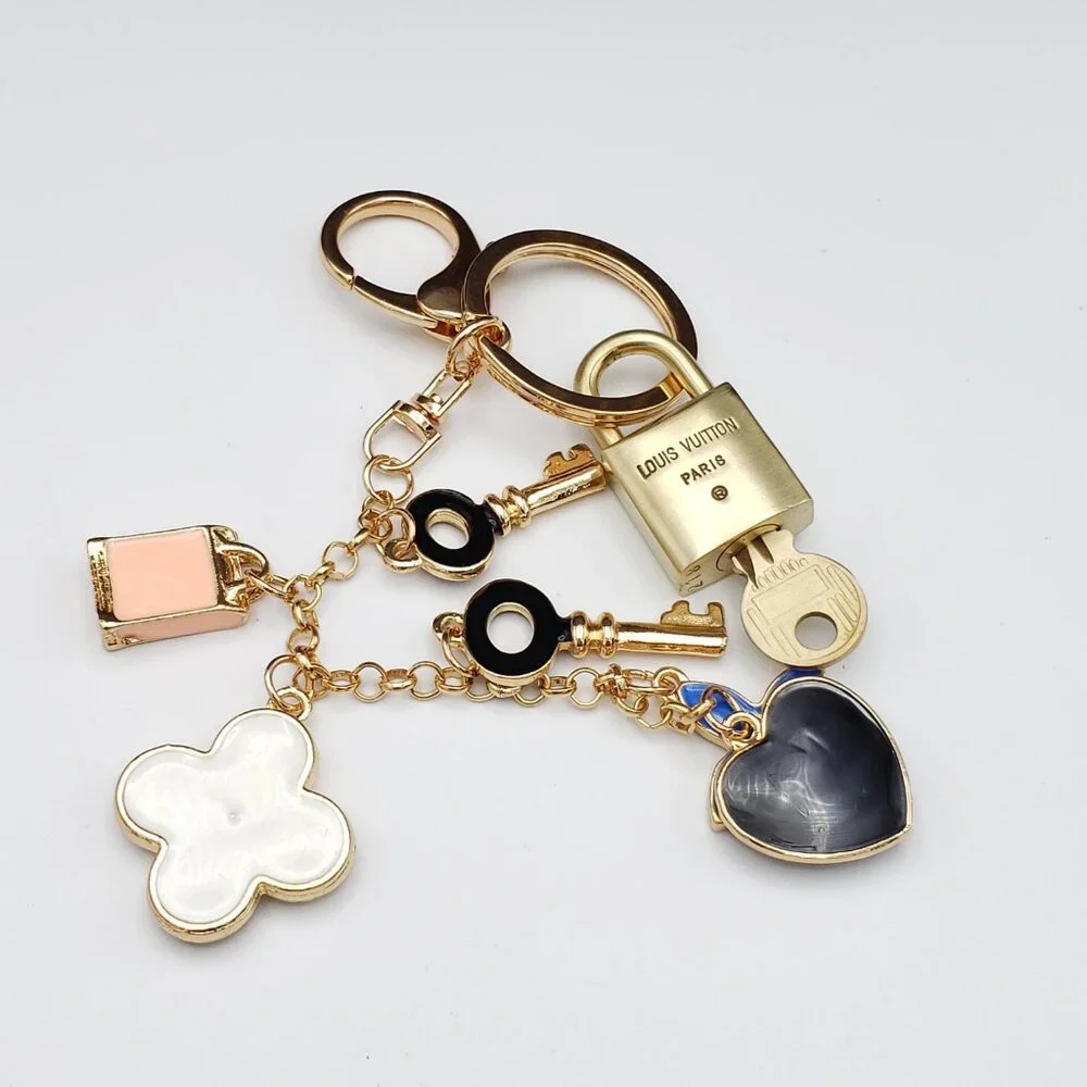 LV Gold Padlock Authentic 🔑 Luxury Bag Charm w/ Unbranded Keychain